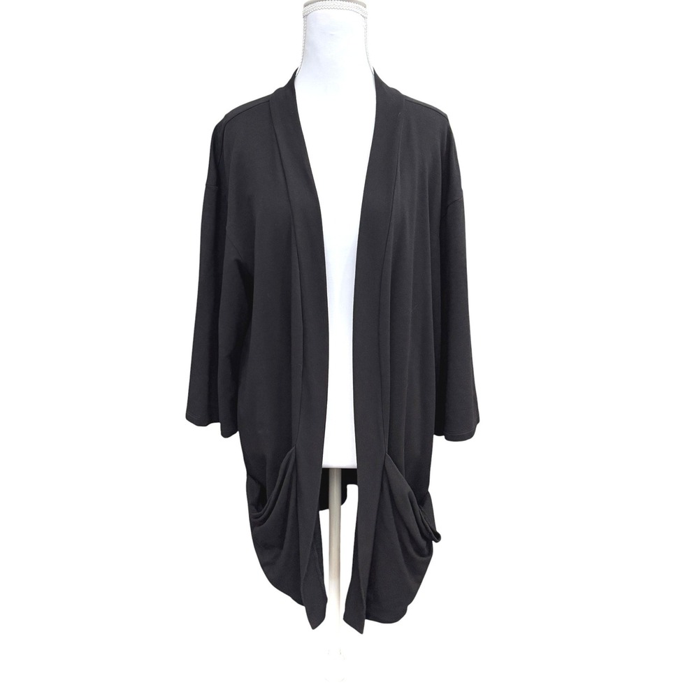 J.Jill Pure Jill Cocoon Cardigan L Black Pima Cotton Layering Elevated Basics